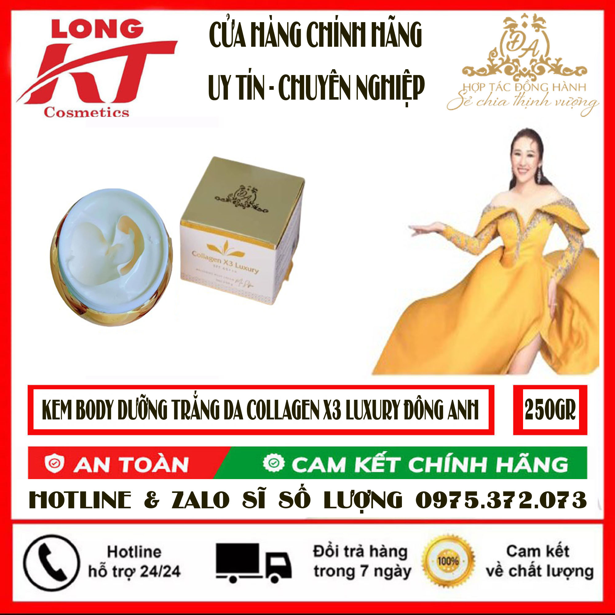 [ Chính Hãng - Team cào - Đông Anh Collagen X3  Kem Body Collagen X3 Luxury Mixsaforn Đông Anh  250gr Chính hãng - Kem body Đông anh mẫu mới 2020 Không lộ tí Vân kem nào. Mà đụng nước là không bao giờ trôI