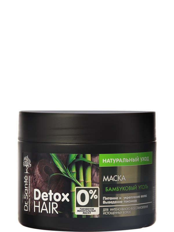 Kem Ủ Detox Tóc Và Da Đầu Chiết Xuất Than Tre Hoạt Tính Dr. Sante Detox Hair 300 Ml