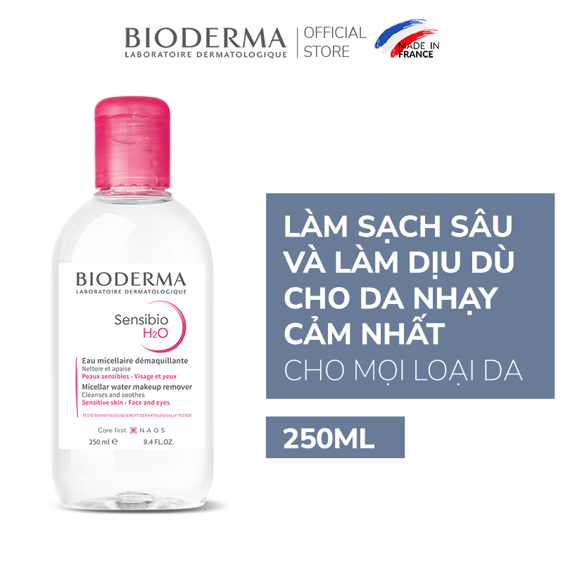 Dung dịch làm sạch và tẩy trang micellar cho da thường và da nhạy cảm Bioderma Sensibio H2O - 250ml