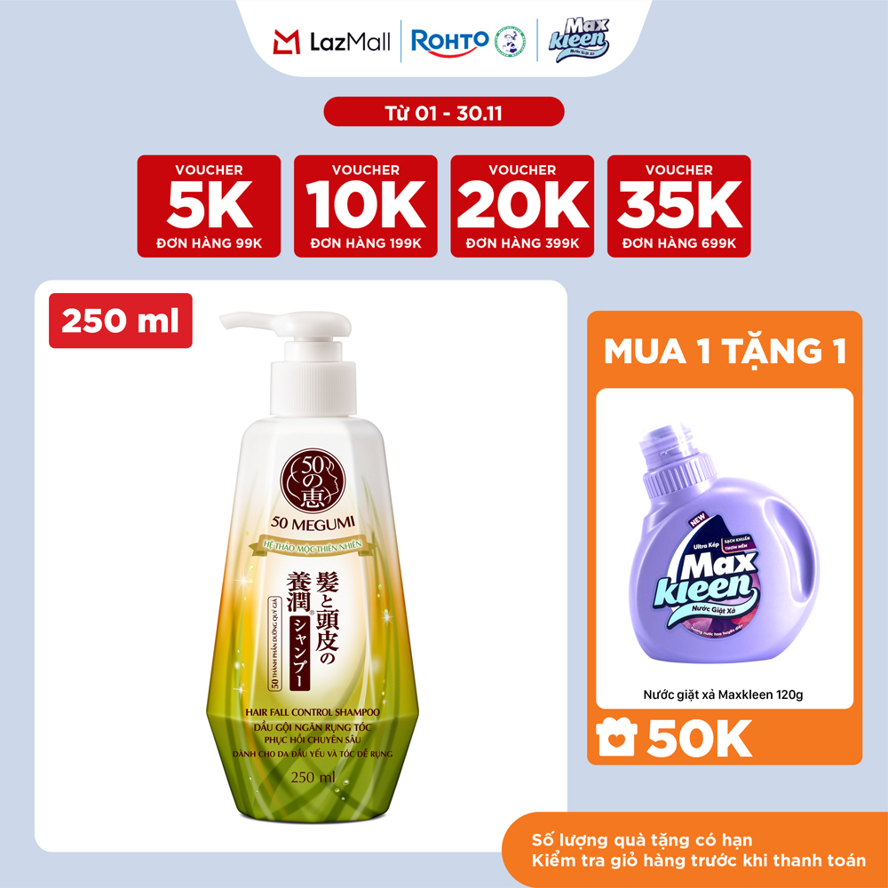 Dầu gội ngăn rụng tóc 50 Megumi Hair Fall Control Shampoo