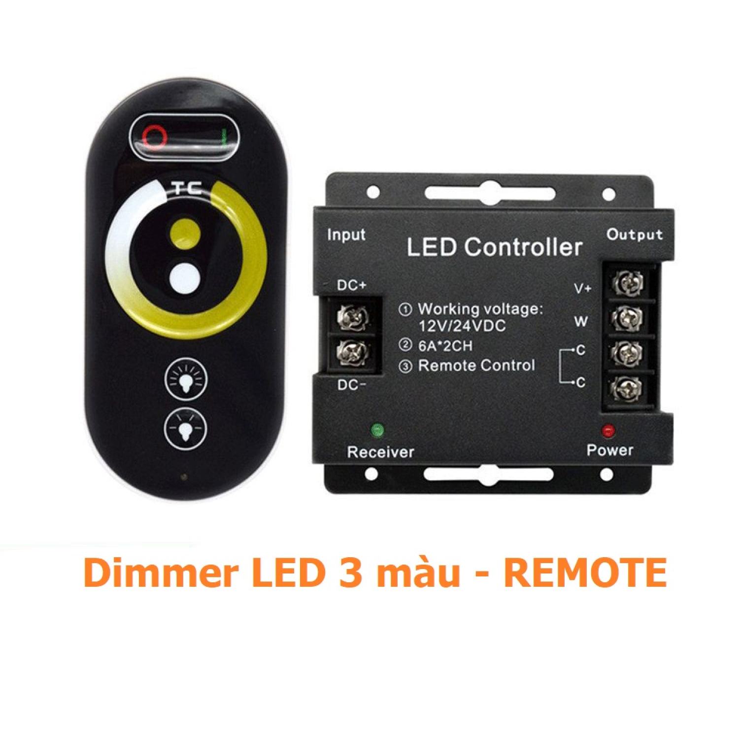 Dimmer dimmer 12V dimmer 24V chiết áp điều chỉnh điện áp bằng Remote 3 màu