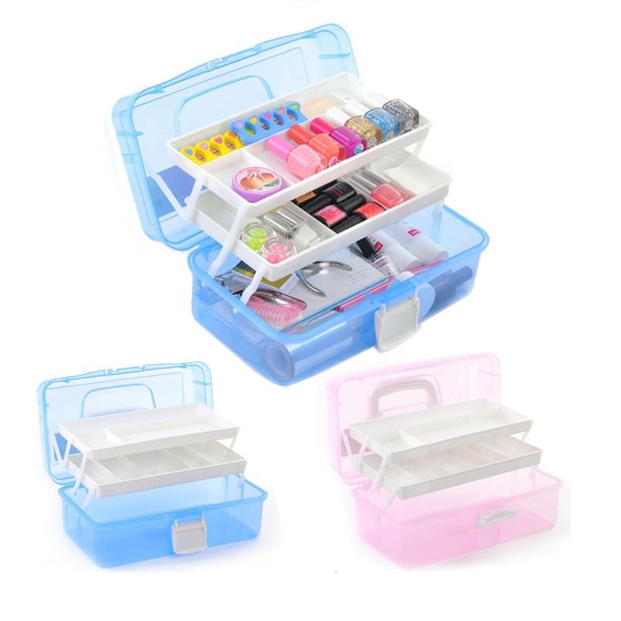 Cốp Nhựa Đựng Đồ Nail 2 Khay Cỡ Lớn Có Tay Xách Móc Cài Chắc Chắn Nhiều Màu Đẹp Tùy Chọn Theo Sở Thích Tiện Lợi
