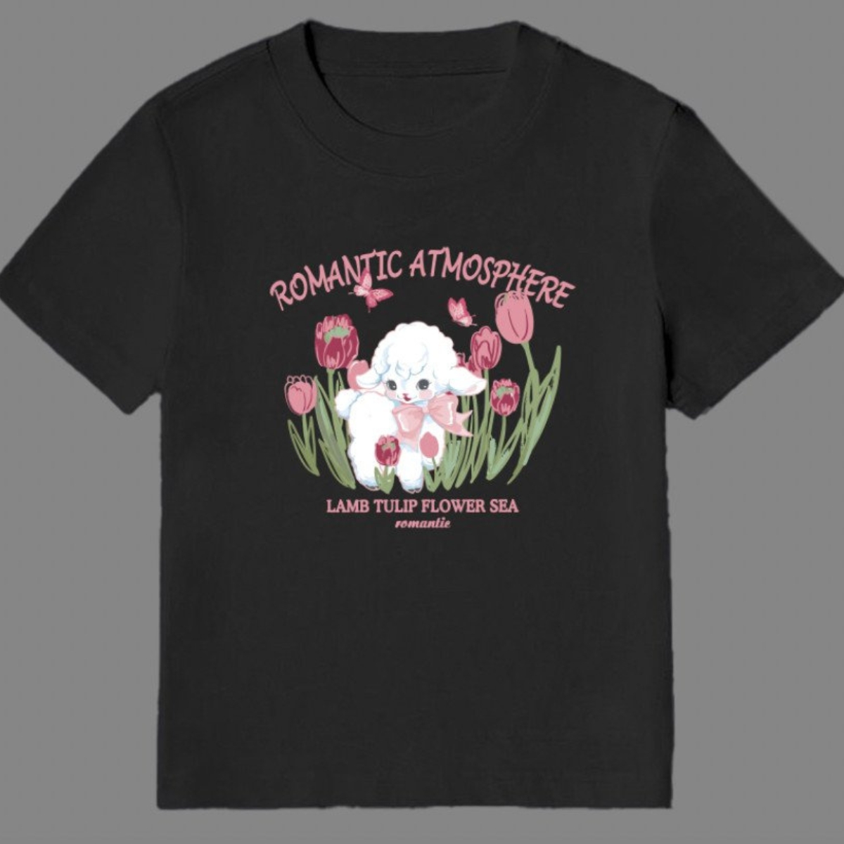 Áo Thun Baby Tee Nữ PINKSTORE29 Cổ Tròn In Hình Dễ Thương Romantic Tulip A5930