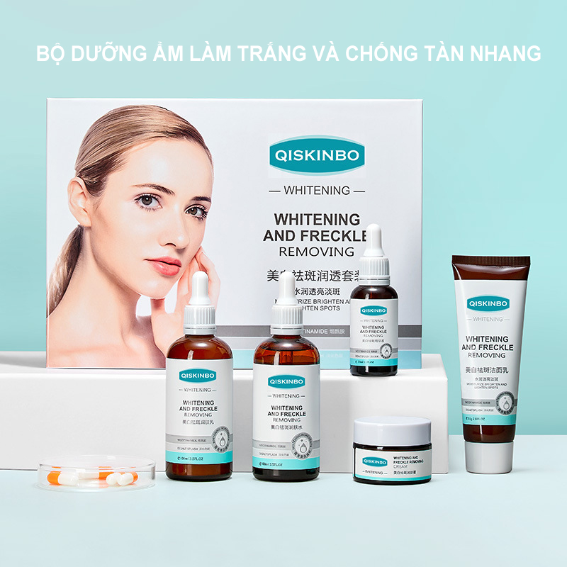 [HCM]Bộ Mỹ Phẩm Làm Mờ Nám Tàn Nhang Dưỡng Trắng Da Hiệu Quả Hàng Nhập Khẩu Đánh bay bụi bẩn làm sạch sâu từ bên trong da cung cấp độ ẩm dinh dưỡng cần thiết cho da. Cải thiện vết thâm làm sáng da làm do da trở nên trắng