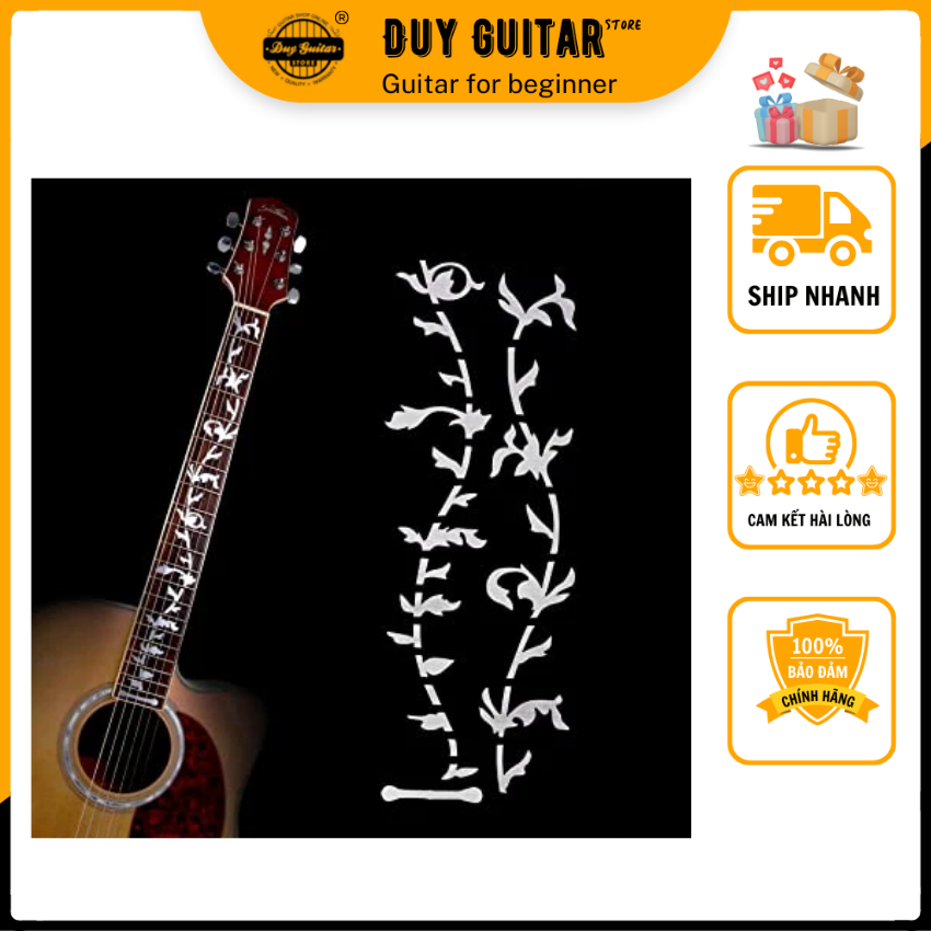 Miếng dán trang trí cần đàn guitar - sticker dán cần đàn guitar - loại nhánh lá Hình bậc thang Duy G