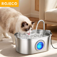 ROJECO Máy lọc nước cho mèo Inox 304 Dung tích 3.2L siêu êm với bộ lọc kép cấp nước an toàn bằng USB 5V