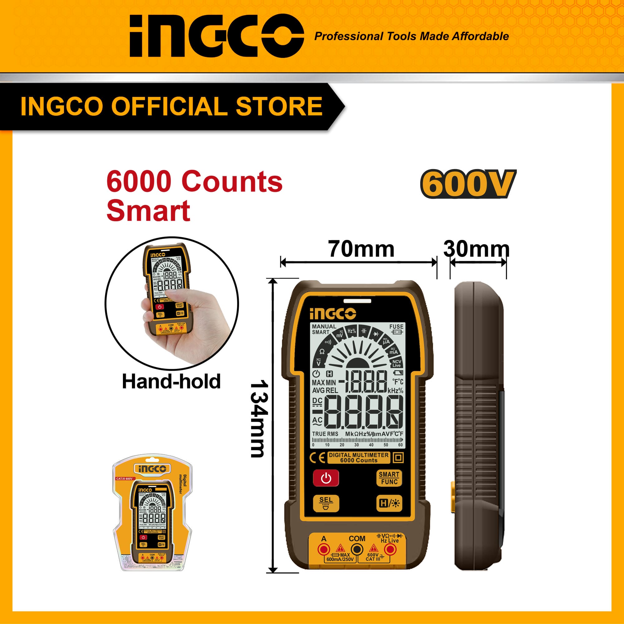 INGCO Đồng hồ đo điện kĩ thuật số DM16004