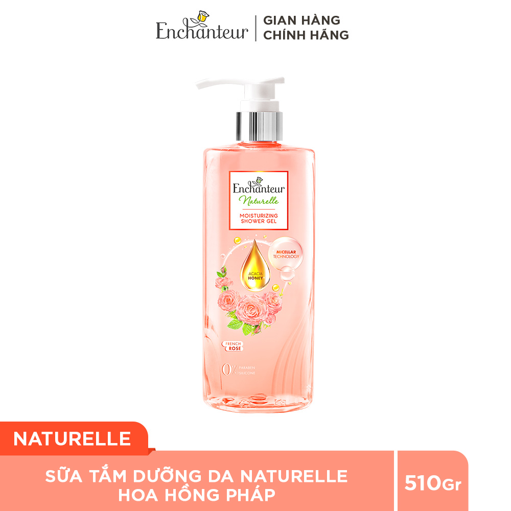 Sữa tắm dưỡng da Enchanteur Naturelle hương hoa hồng Pháp 510gr