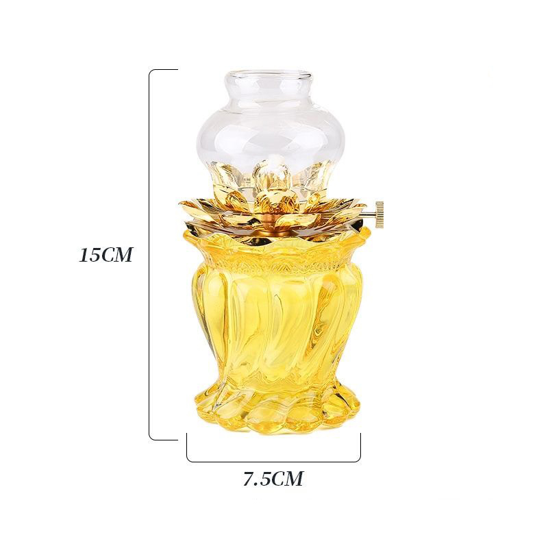 Đèn Dầu Hoa Sen Pha Lê Bằng Thủy Tinh mẫu 033 ( Vật Phẩm Phong Thủy ) - Phật Giáo Tường Thuận