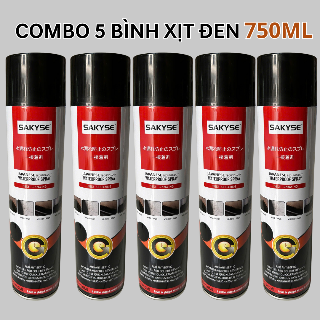 Sơn Xịt Chống Thấm Sakyse Nhật Bản 720ML Trắng- Đen - Bình xịt Chống Dột Chống Thấm Tường Trần Mái N