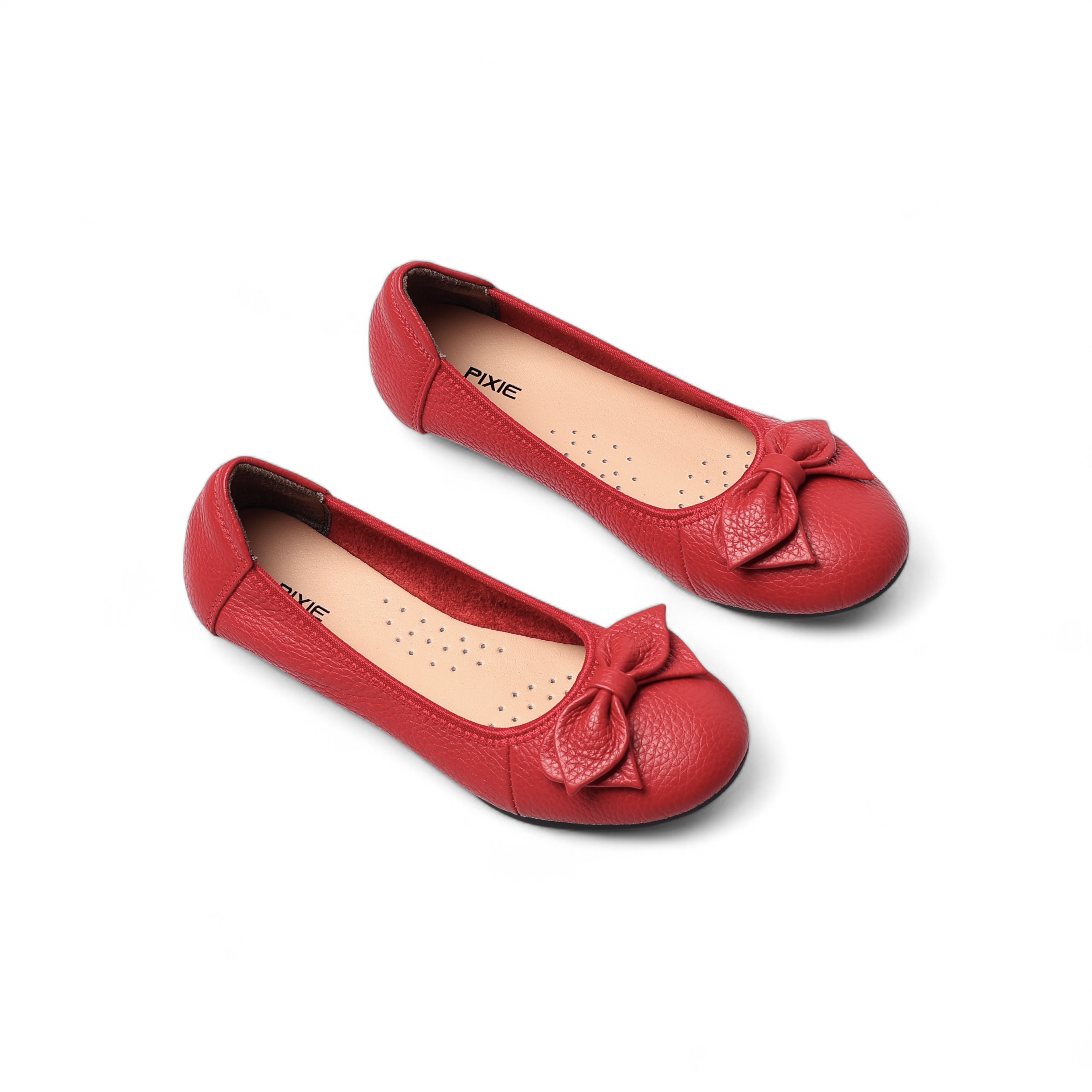 Giày Búp Bê Bệt Da Bò Thật Siêu Êm Gắn Nơ Pixie X424