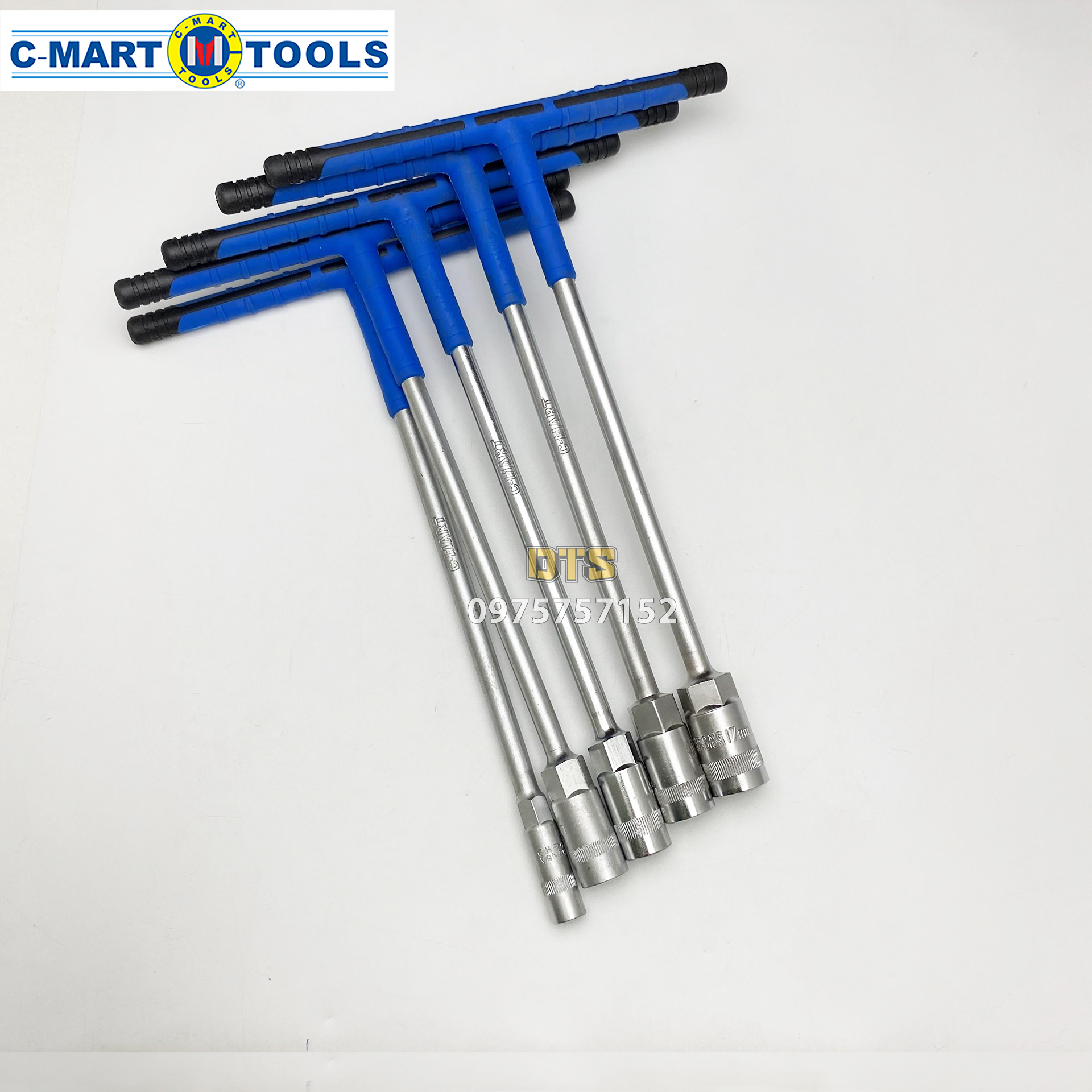 Bộ 5 tay vặn khẩu chữ T 8-14mm công nghiệp C-MART thép CR-V siêu cứng cần siết chữ T tay cầm chống t