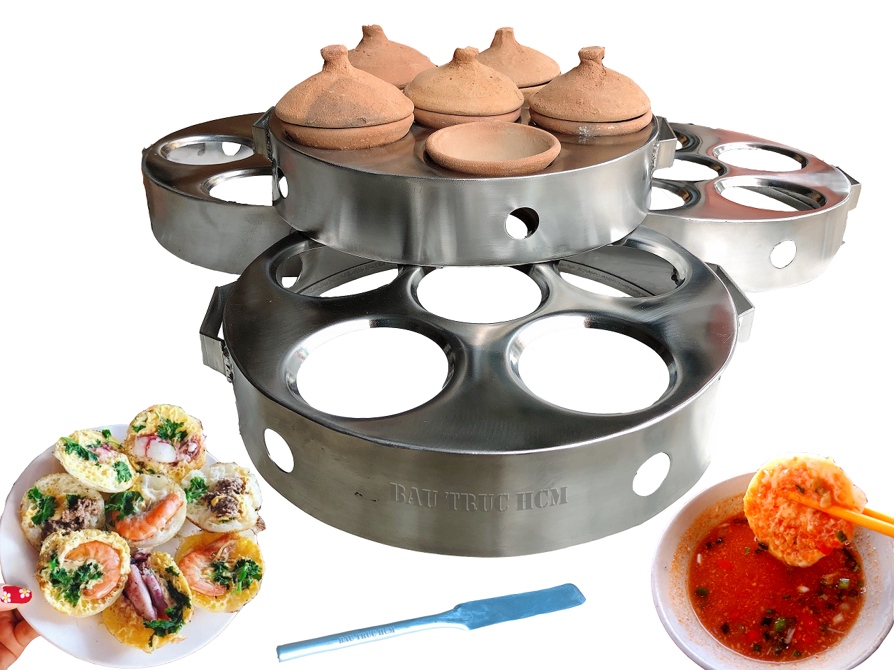 KHUÔN BÁNH CĂN BÁNH KHỌT INOX 6 CHÉN ĐẤT NUNG