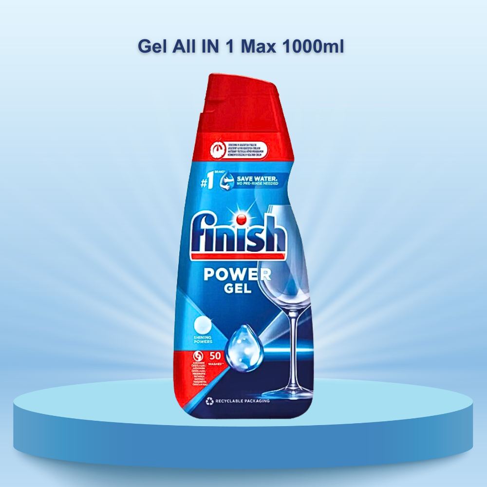 Gel rửa bát Finish All in 1 Max hữu cơ Eco 0% Classic 1300ml 1000ml 900ml  Muối bóng bột viên finish