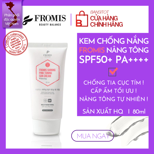 Kem Chống Nắng Fromis Nâng Tông Da - Fromis Shining Pink Toning Sun Cream 80Ml Spf 50+/Pa++++