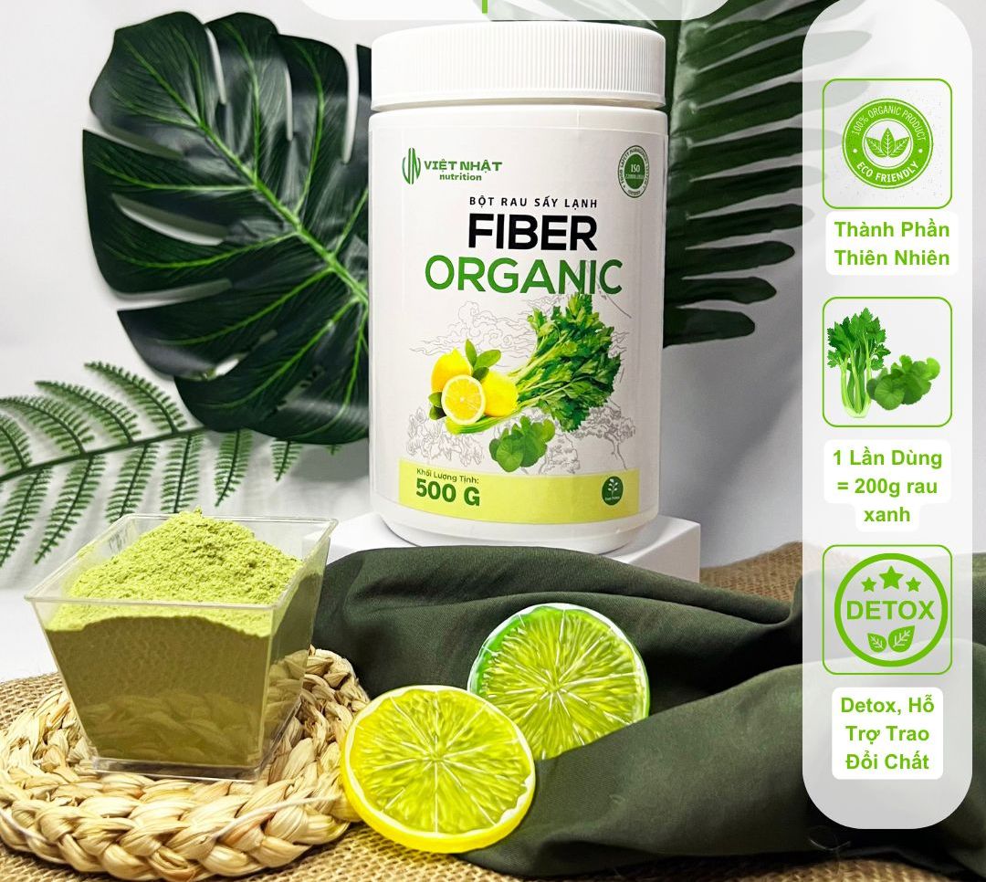 Bột Detox rau củ sấy lạnh Fiber Organic giúp thải độc - giảm cân Việt nhật nutrition 500gr
