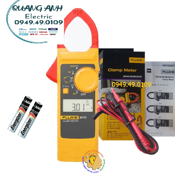 Fluke 301E ampe kìm đo dòng AC/DC Fluke 301 E (Dây đo Đài Loan 1000A) [TẶNG TÚI FLUKE ĐỰNG MÁY]