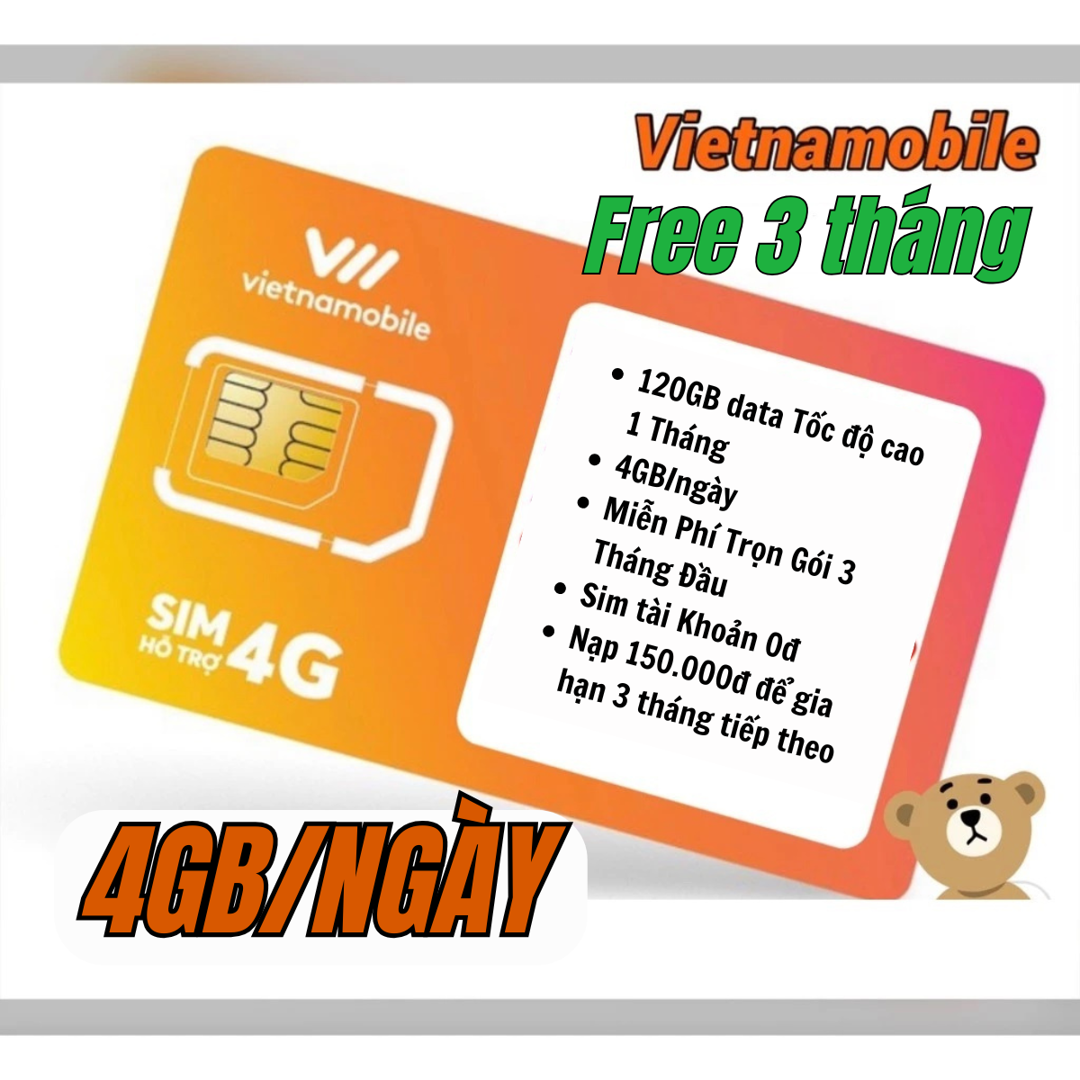 Sim 4G Vietnamobile Data 4GB/ngày Sử Dụng Trọn Gói 3 Tháng Data Tốc Độ Cao Dùng Mạng Thả Ga | FREESH
