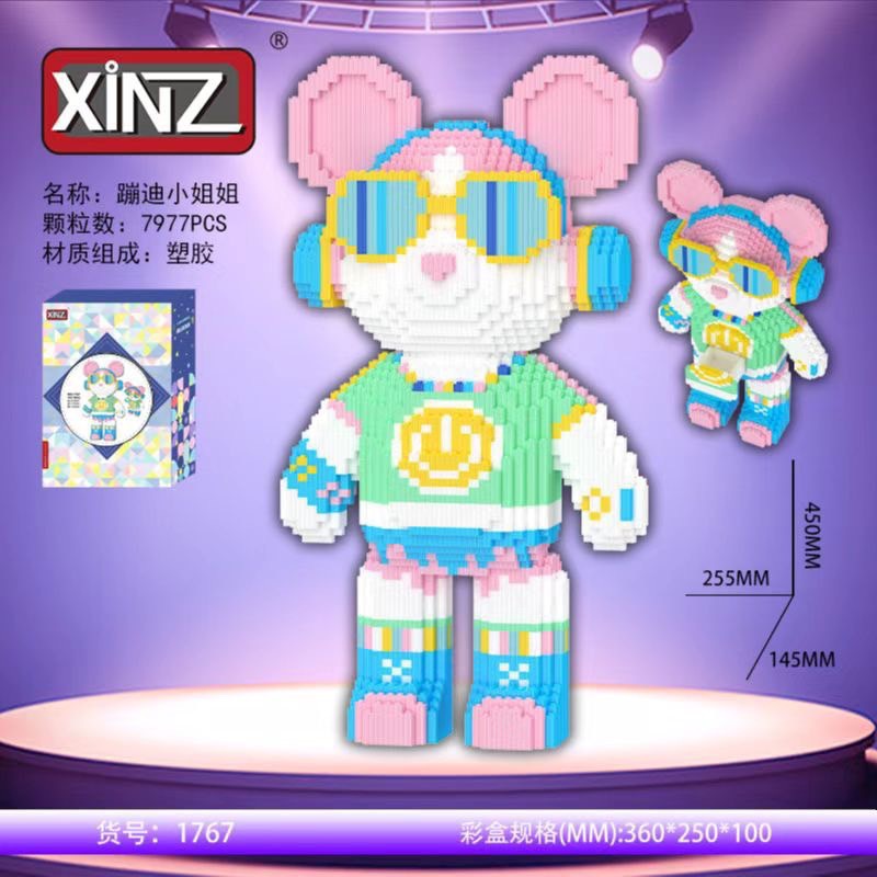 le.go Gấu Bearbrick 45cm - 47cm đeo tai nghe dj ô chữ jinx ironman Xếp hình lắp ráp mô hình cỡ lớn