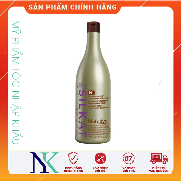 Dầu Gội Bes Silkat N1 Nutritivo Dành Cho Tóc Khô Tóc Tẩy Phai Màu 1000Ml