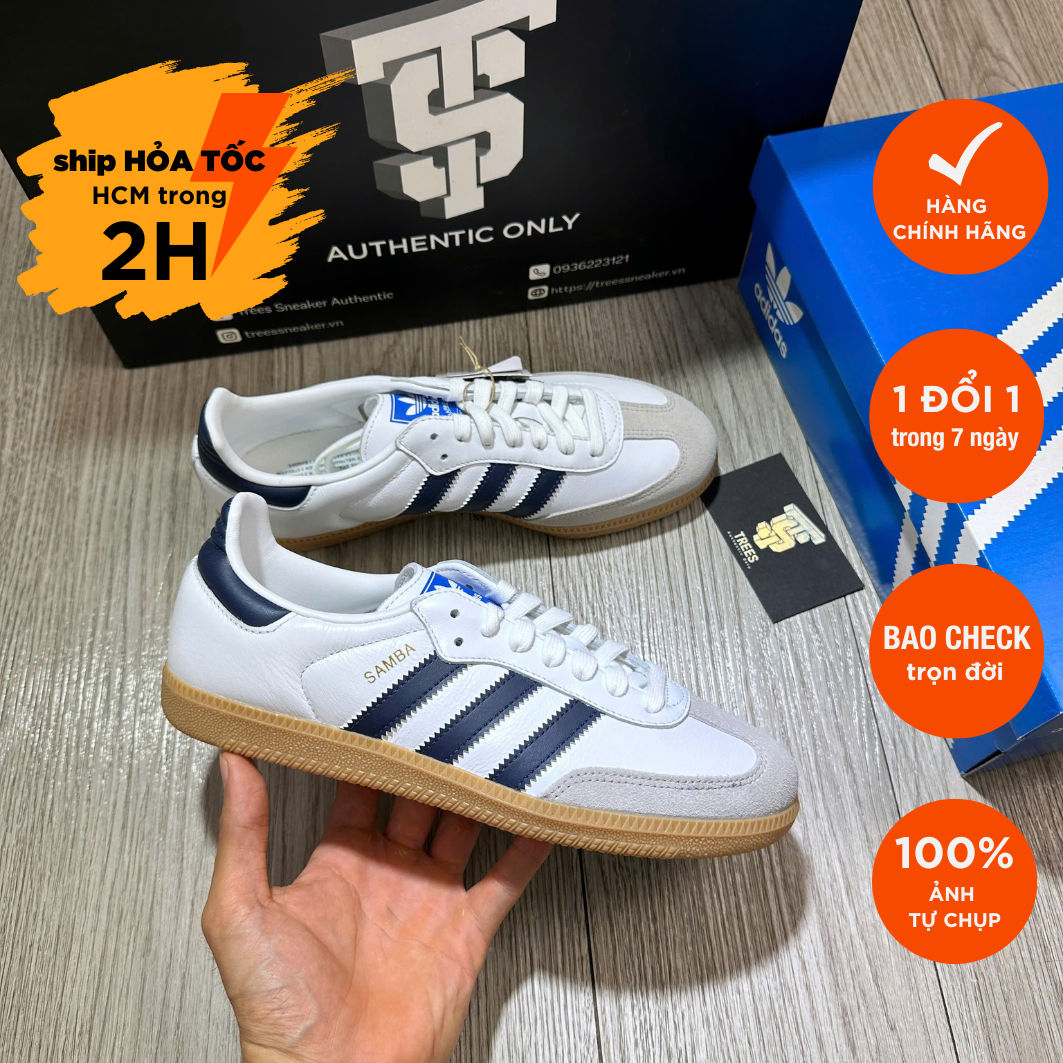 [CHÍNH HÃNG] Giày thể thao ADIDAS SAMBA OG WHITE NIGHT INDIGO GUM IF3814 Full Box Tag Auth