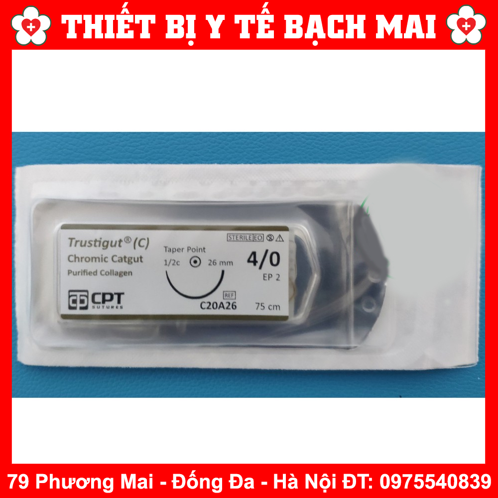 Chỉ Tự Tiêu CPT TRUSTIGUT C 3/0 4/0 (CHROMIC CATGUT) - Chỉ Phẫu Thuật Và Dùng Cho Cấy Chỉ Tự Tiêu sau 2-3 tuần