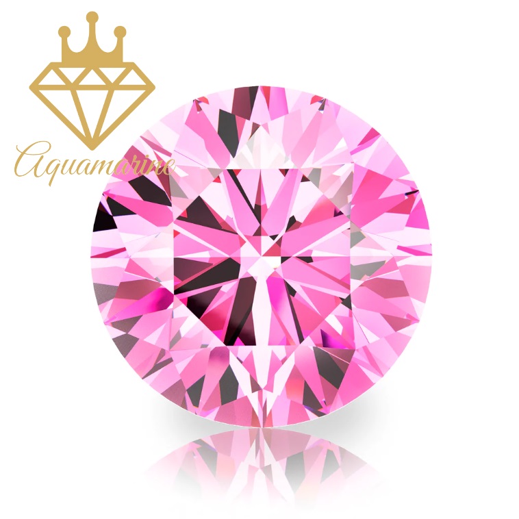 (Size 12 ly) Kim cương nhân tạo Moissanite giác cắt tròn màu hồng