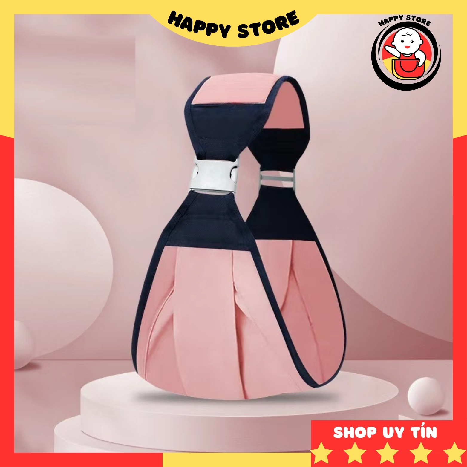 Địu em bé sơ sinh 4 tư thế đai địu vải lưới cotton nằm cho bé sơ sinh 0-36 tháng tuổi Happy Store