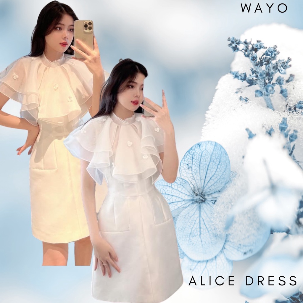 [Alice Dress] Đầm WAYO dự tiệc cổ bèo đính hoa sang trọng