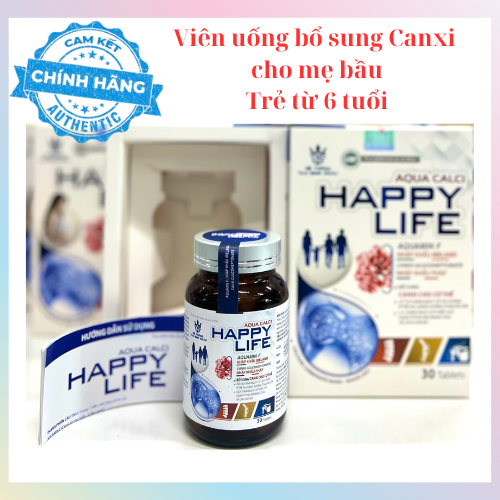 Viên uống bổ sung Canxi Aqua calci Happy Life Chai 30 viên