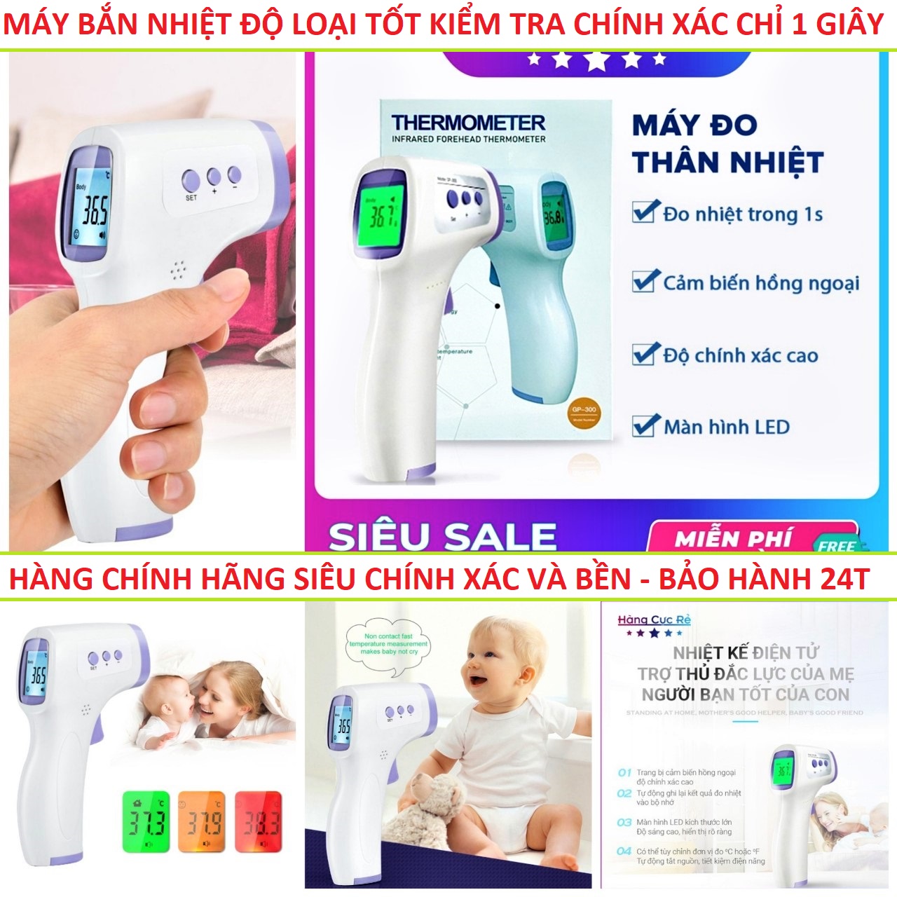 Nhiệt Kế Hồng Ngoại Không Tiếp Xúc Và Nhiệt Kế Đo Trán Máy Đo Nhiệt Độ Loại Tốt Bh 24 Tháng Máy Kiểm Tra Nhiệt Độ Hồng Ngoài Súng Bắn Nhiệt Độ Hống Ngoại