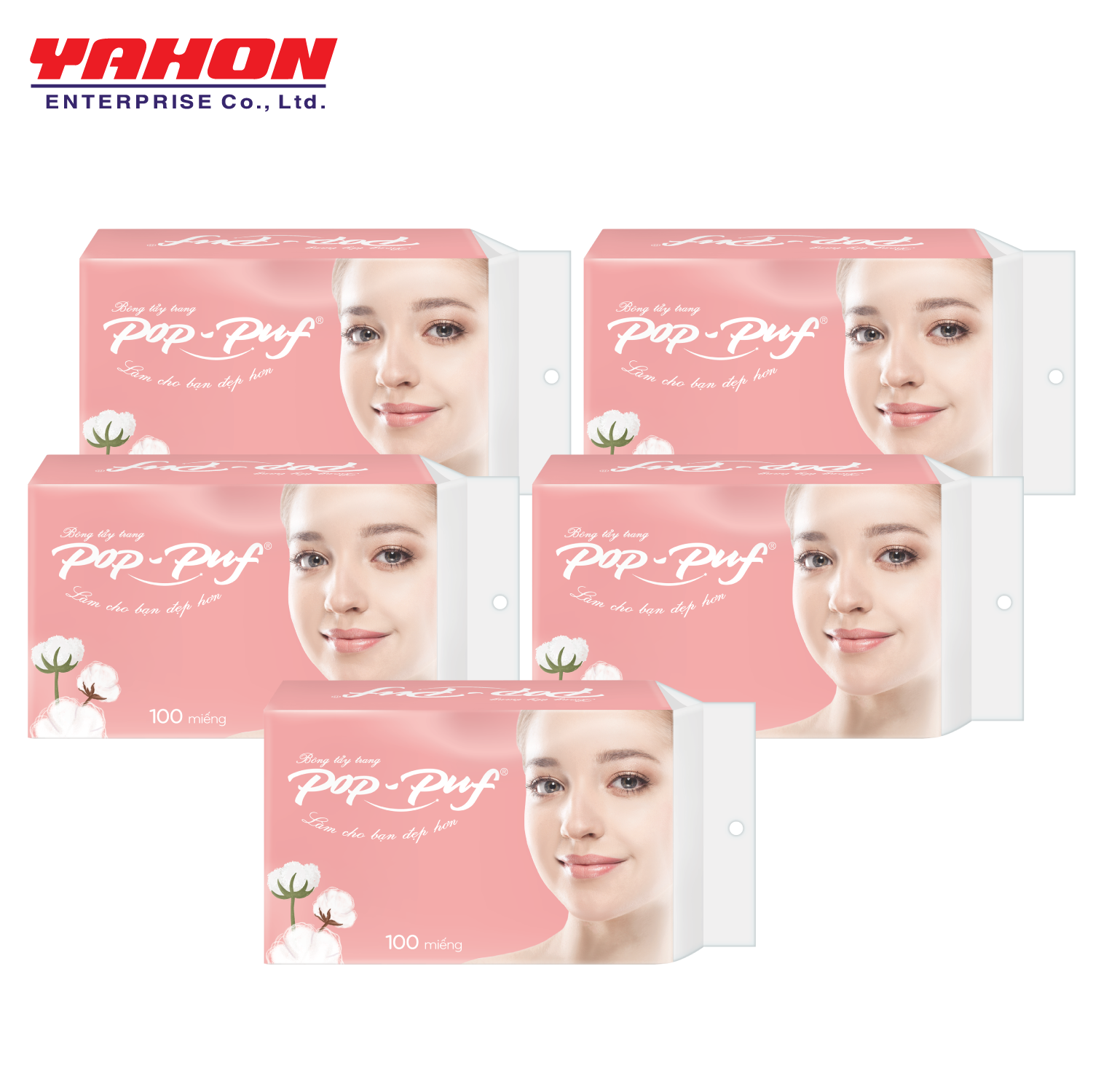 Bộ 5 Bông Tẩy Trang Ép Biên Pop - Puf 180 Miếng