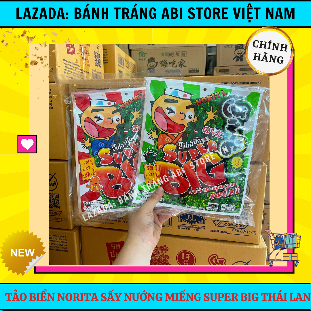 Snack Gói Miếng Rong Tảo Biển Norita Super Big Miếng Thái Lan ngon khó cưỡng