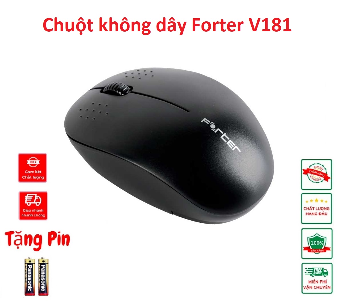 Chuột không dây Forter V181 chính hãng tặng kèm pin