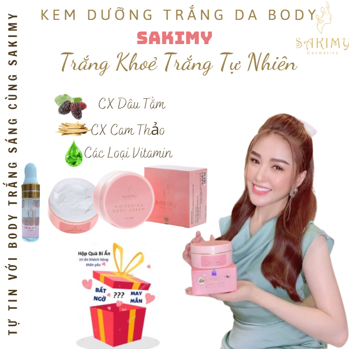 Kem Body Dưỡng Trắng Da Sakimy Tặng Một Chai Serum Kích Trắng Sakimy (Chính Hãng )Và Quà Ngẫu Nhiên...