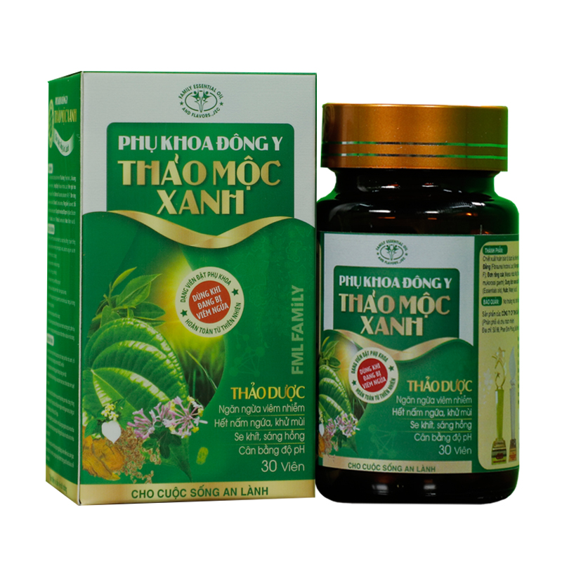 Viên đặt dùng khi Đang bị Viêm Nhiễm- Phụ khoa Đông Y Thảo mộc xanh FML FAMILY (Lọ 30 viên)