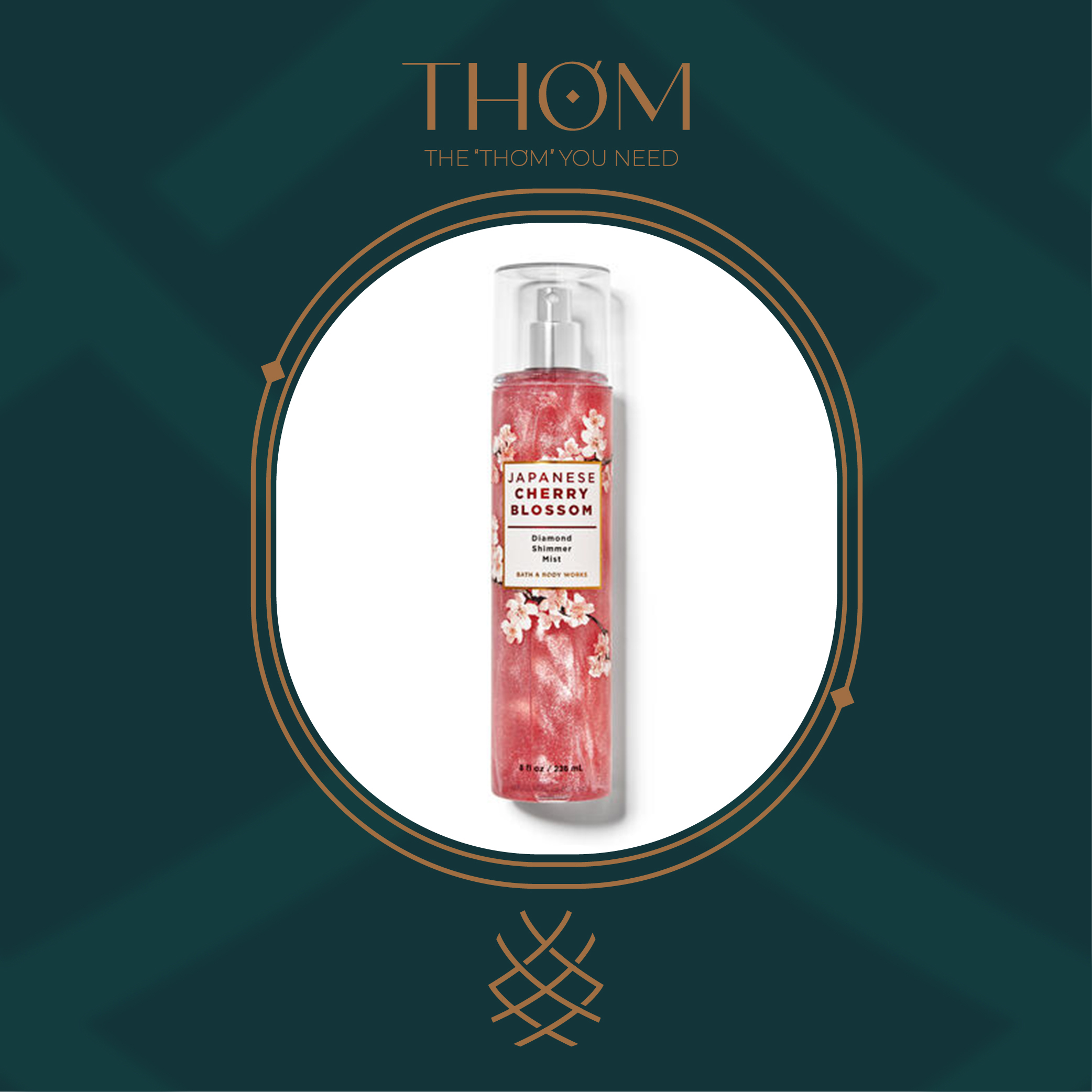 [Hcm]Japanese Cherry Blossom Shimmer | Xịt Thơm Kim Tuyến Nhũ Lưu Hương Toàn Thân Bath & Body Works 236Ml