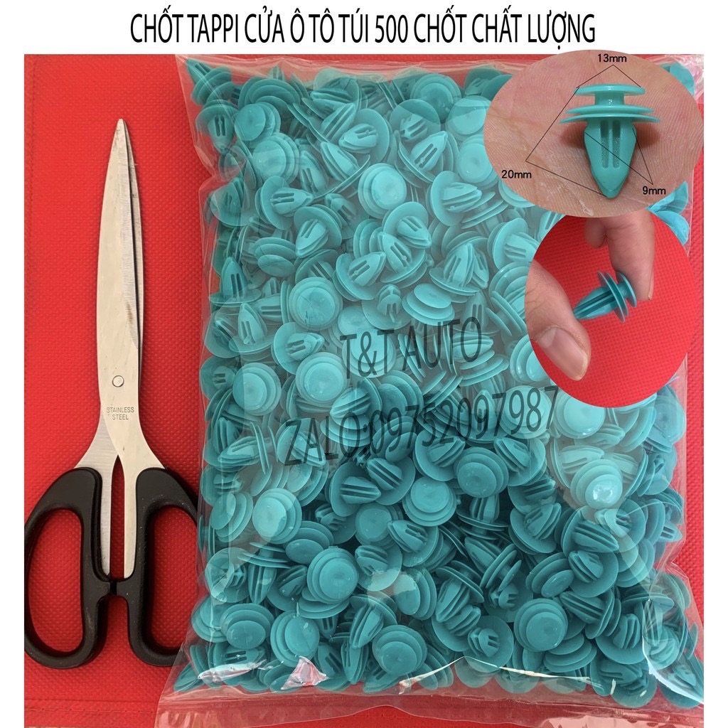 Vít nở nhựa chốt Tappi cửa màu xanh lục chuyên dụng dành cho Ô Tô (500 chốt/túi)