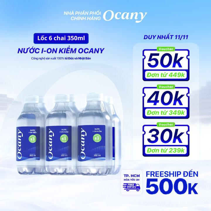 Lốc 6 chai nước ion kiềm Ocany chai 350ml