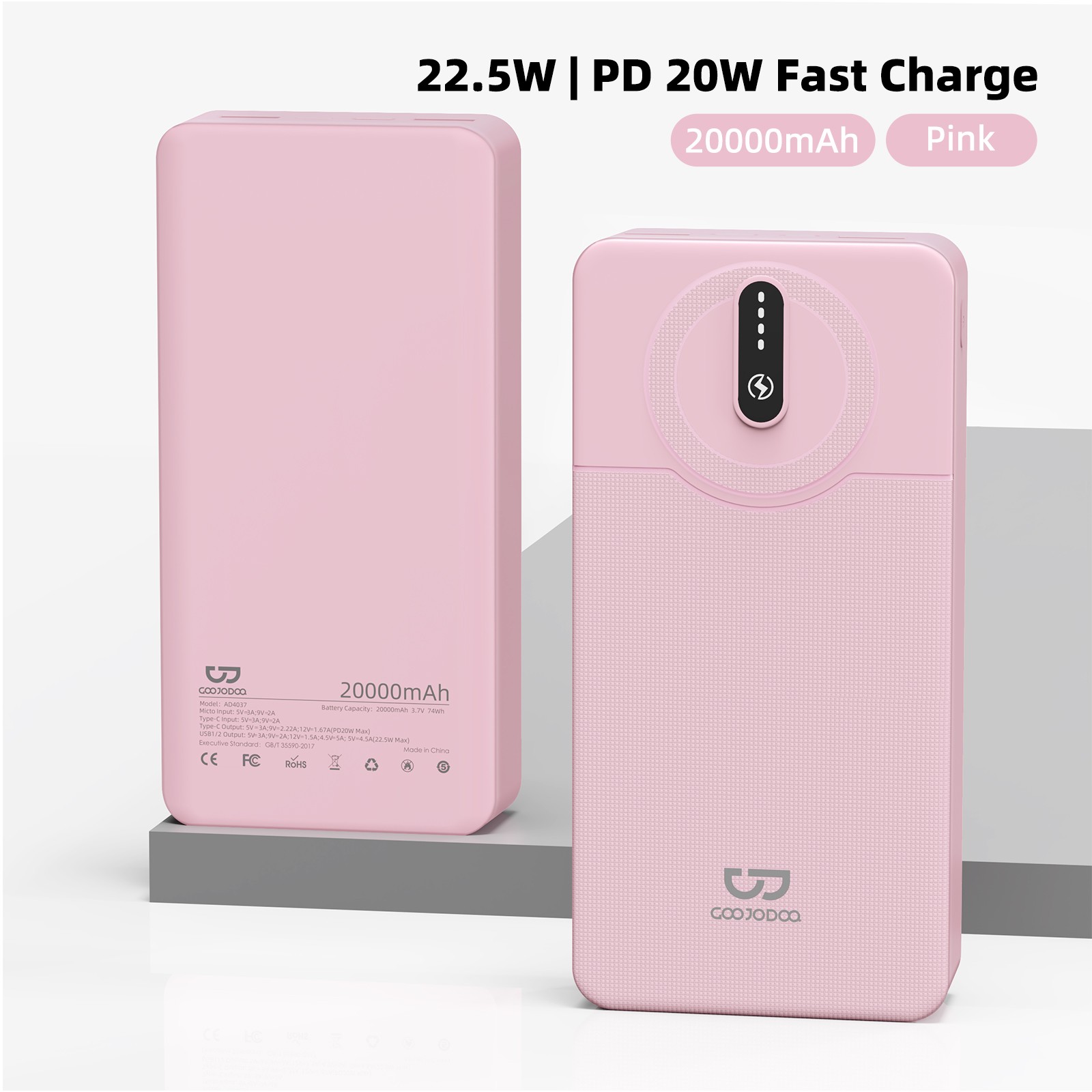 [SALE TẾT 15.01 - 10.02] sạc dự phòng GOOJODOQ 20000mAh PD 22.5W sạc nhanh đi kèm 4 dây Đèn pin độ s