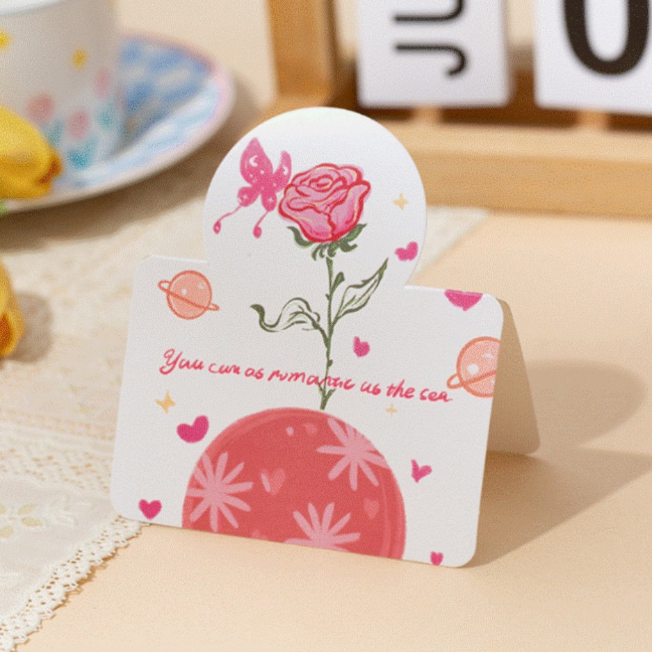 (THIỆP 02) 5-10-20 THIỆP TRẮNG IN HOA HÌNH KIỂU CỔ ĐIỂN ĐƠN GIẢN GHI LỜI CHÚC CẢM ƠN