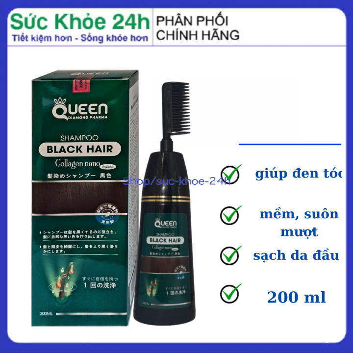 Dầu gội phủ bạc màu đen Organic sun hair Collagen Nano – Chai 200ml