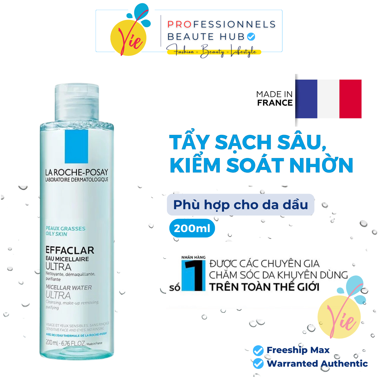 Nước Tẩy Trang Dành Cho Da Dầu Mụn Da Nhạy Cảm La Roche-Posay Effaclar Eau Micellaire Ultra