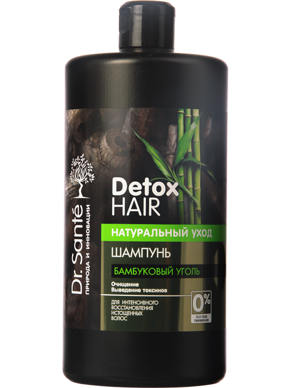 Dầu Gội Detox Tóc Và Da Đầu Chiết Xuất Than Tre Hoạt Tính Dr. Sante Detox Hair 1000 Ml