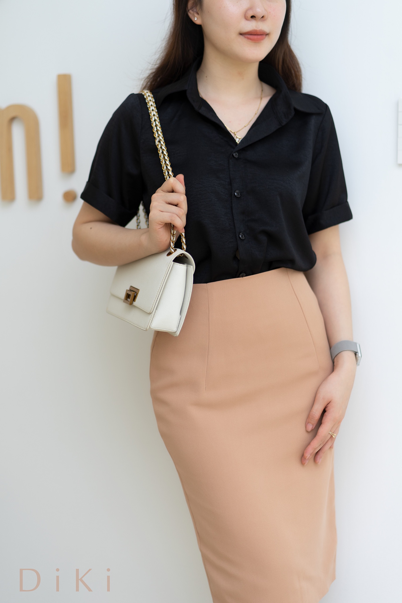 Chân váy xẻ tà dáng dài suông chữ A midi 2 lớp ôm nhẹ công sở màu trắng  vàng tím be - linen long office skirt CV01 | Shopee Việt Nam