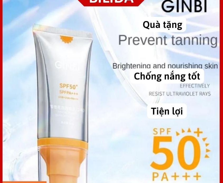 Kem chống nắng nâng tone kiềm dầu dưỡng da dưỡng trắng Ginbi Spf 50 nội địa Trung dành cho da dầu mọi loại da