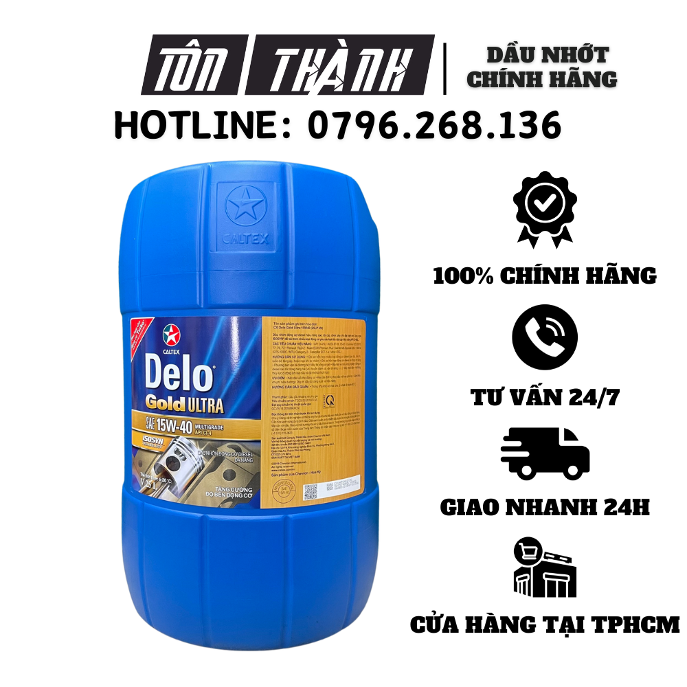 [ HÀNG CHÍNH HÃNG ] Dầu Nhớt Caltex Delo Gold Ultra SAE 15W-40 API CI-4 Turbo (25 Lít)