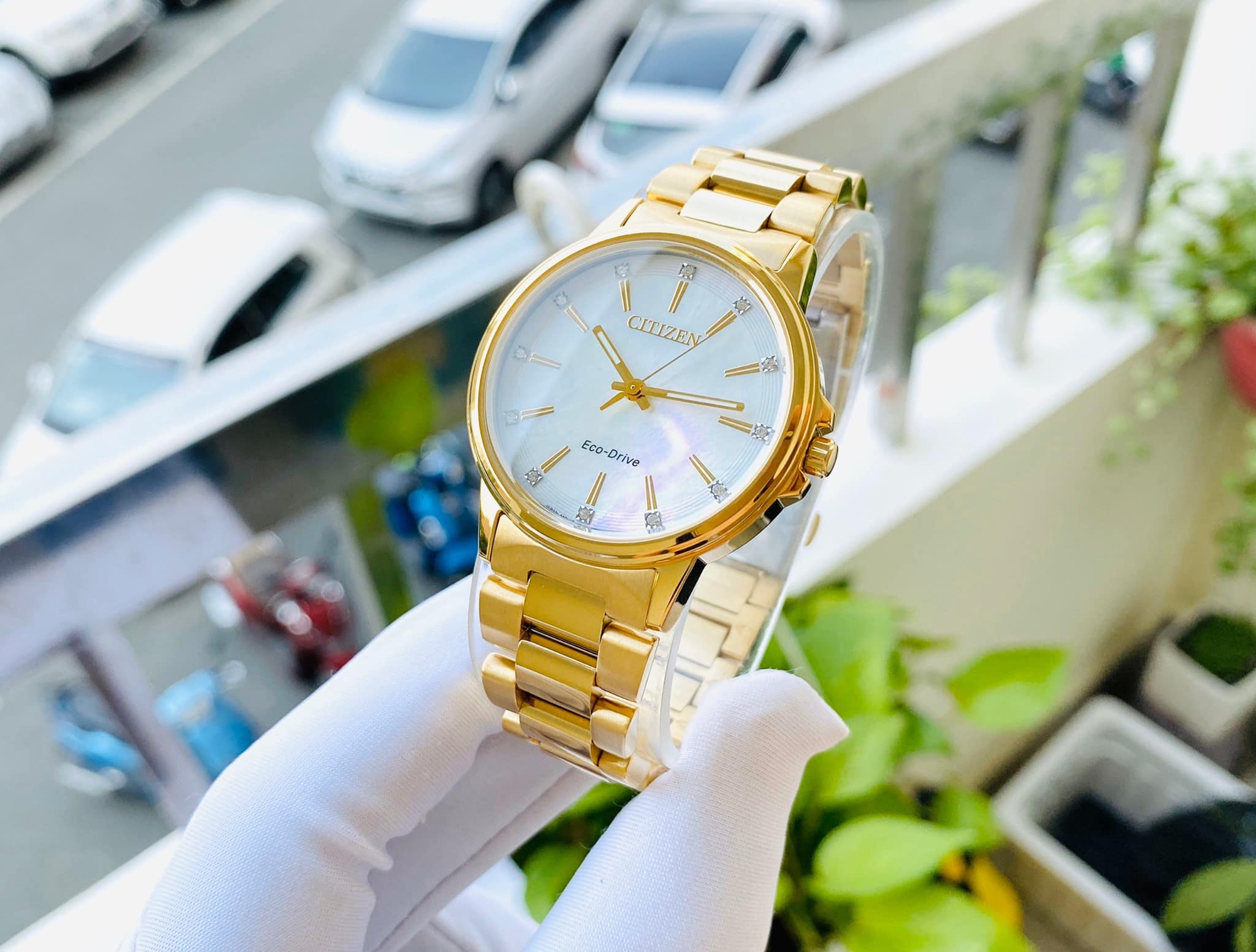 Đồng hồ Nữ CITIZEN Chandler Diamond White Mother of Pearl Dial Ladies Watch FE7032-51D