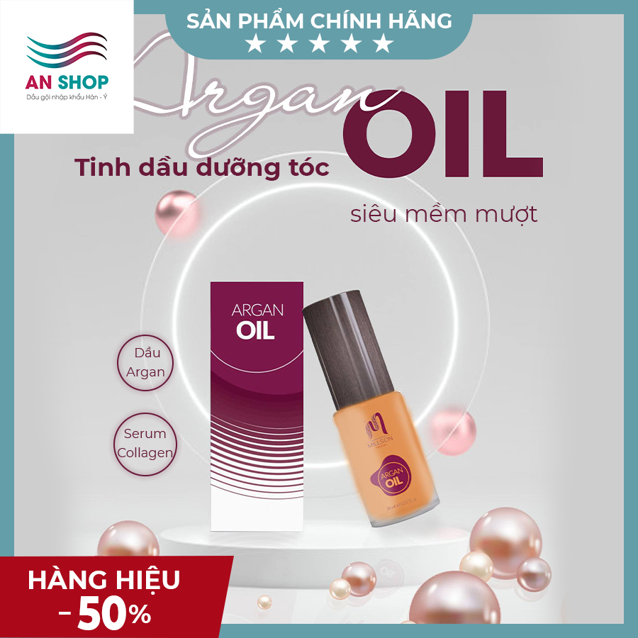 Tinh Dầu Dưỡng Tóc Mềm Mượt Serum Dưỡng Tóc Hư Tổn Nhuộm Uốn Chăm Sóc Tóc Tinh Chất Dưỡng Tóc Millson Argan Oil 30Ml