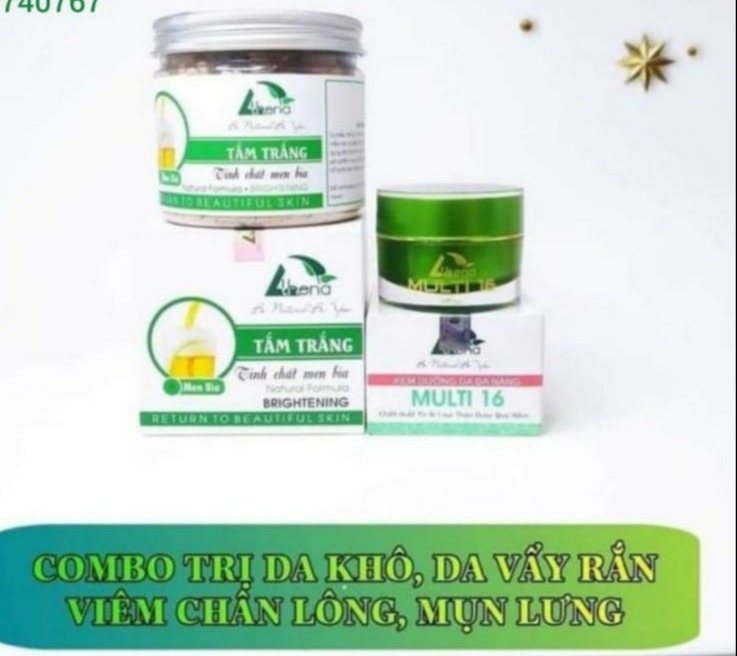 Combo Da Rắn Viêm Lỗ Chân Lông Gồm Tắm Trắng Men Bia Và Kem Multi 16 (30G)